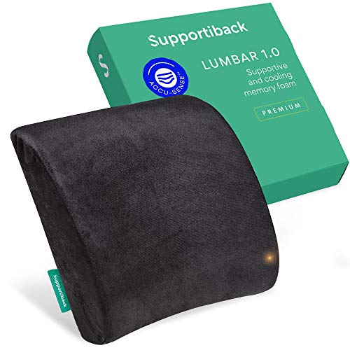 Supportiback, Lumbar Back Support - 3X More Tension Reduction with Patented Edgeless Shape - Supportive Bamboo Spacer Cover - Antibacterial - 10X More Breathable