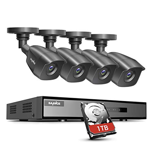 SANNCE, SANNCE 8 Channel 1080P Outdoor CCTV Camera System, 4pcs 1080P Weatherproof Home Security Camera, Motion Detection, Email &APP