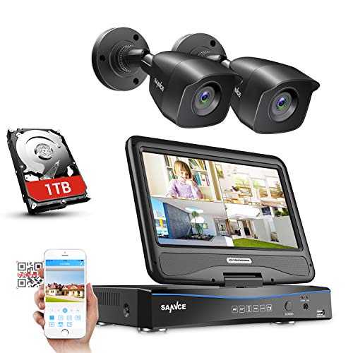 SANNCE, SANNCE CCTV Camera System 4CH 1080N CCTV DVR with 10.1" HD Monitor and 2x 1080P Day Night Weatherproof Security