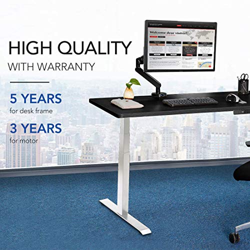 SANODESK, SANODESK Electric Desk Standing Adjustable in 3-Stage Steel Height, with 4-memory Touch Screen Remote Control, Max Capacity 125kg, Model E7 (White)