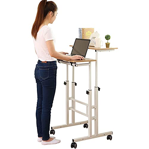 SDADI, SDADI 2 Inches Carpet Wheels Mobile Standing Desk Stand Up Desk Height Adjustable Home Office Desk with Standing and Seating