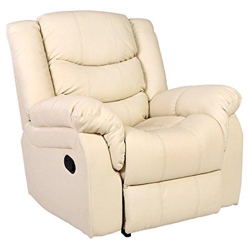 More4Homes, SEATTLE BONDED LEATHER RECLINER ARMCHAIR SOFA HOME LOUNGE CHAIR RECLINING GAMING (Cream)