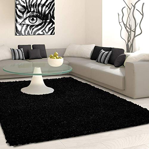 viceroy bedding, SHAGGY Rug Rugs Living Room Large Soft Touch 5cm Thick Pile Modern Bedroom Living Room Area Rugs Non Shed (Black, 160cm x 230cm
