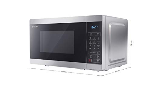 Sharp, SHARP YC-MG02U-S 800W Digital Touch Control Microwave with 20 L Capacity, 1000W Grill & Defrost Function – Silver