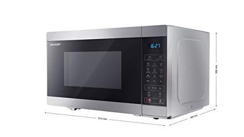 Sharp, SHARP YC-MG81U-S 900W Digital Touch Control Microwave with 28 L Capacity, 1100W Grill & Ceramic Enamel Interior – Silver
