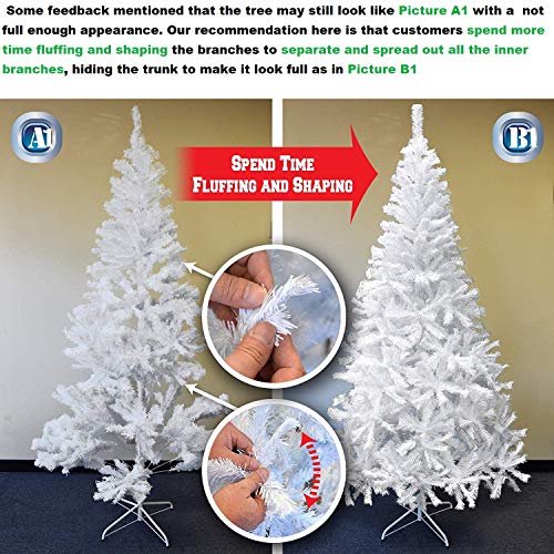 SHATCHI, SHATCHI 5ft/1.5m Alaskan Pine Snow White Artificial Christmas Tree 390 Tips with Metal Stand Xmas Home Decorations 150Cm, Plastic, 5Ft/150CM