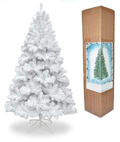 SHATCHI, SHATCHI 5ft/1.5m Alaskan Pine Snow White Artificial Christmas Tree 390 Tips with Metal Stand Xmas Home Decorations 150Cm, Plastic, 5Ft/150CM