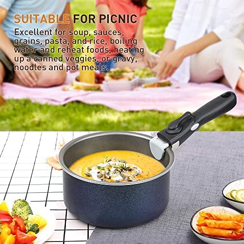SHINEURI, SHINEURI 4 Pieces Removable Handle Cookware Stackable Pots And Pans Set, Nonstick Pot and Pan Set for Home & Camping