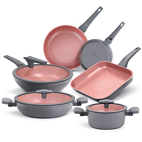 SHINEURI, SHINEURI 9 Pieces Nonstick Cookware, Nonstick Pots Pans Set, Nonstick Pans and Pots, Nonstick Pans, Nonstick Pots, Non-stick Ceramic
