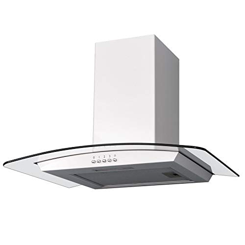 SIA, SIA CGH60WH 60cm White Curved Glass Chimney Cooker Hood Kitchen Extractor Fan