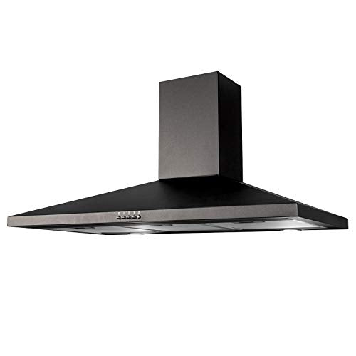 SIA, SIA CHL100BL 100cm Pyramid Chimney Cooker Hood Kitchen Extractor Fan In Black
