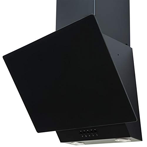 SIA, SIA EAG61BL 60cm Black Angled Glass Chimney Cooker Hood Kitchen Extractor Fan
