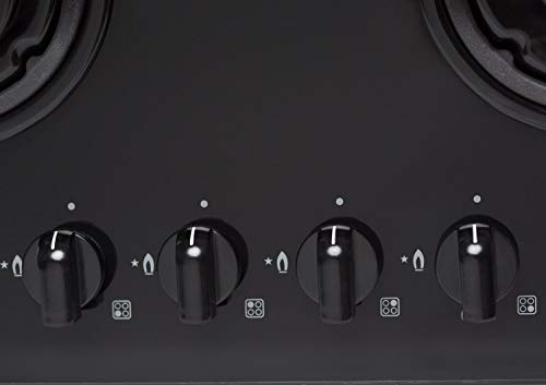 SIA, SIA GHG603BL 60cm Black 4 Burner Gas On Glass Hob With Cast Iron Pan Stands