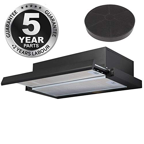 SIA, SIA TSH60BL 60cm Black Telescopic Integrated Cooker Hood And Carbon Filter