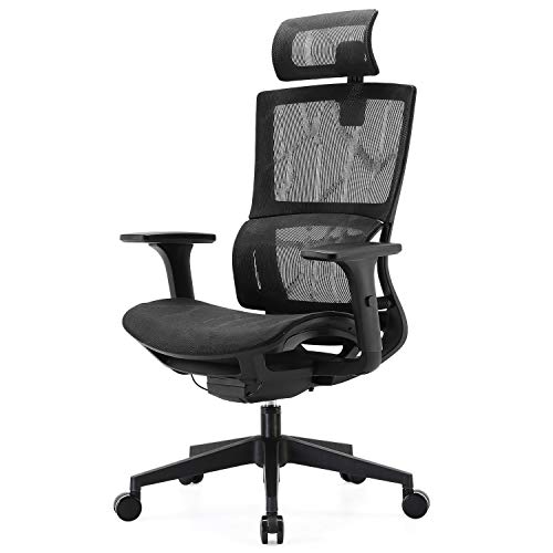 SIHOO, SIHOO Ergonomic Home Office Chair, High Back Mesh Desk Chair with Adjustable 3D Armrest and Unique Elastic Lumbar Support Executive Computer Chair