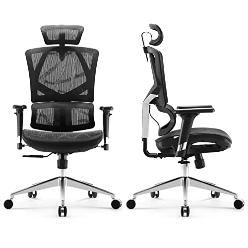 SIHOO, SIHOO Ergonomic Office Chair, Computer Desk Chair Breathable Mesh High Back with Adjustable Backrest Height, 3D Arms Black