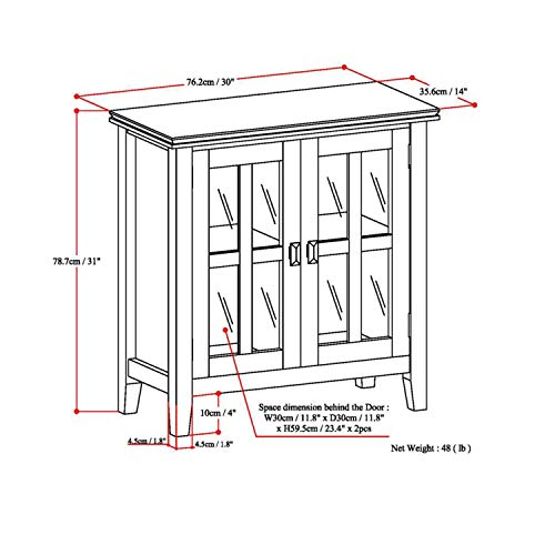 SIMPLIHOME, SIMPLIHOME Storage Cabinet, Wood, White, Small Parcel