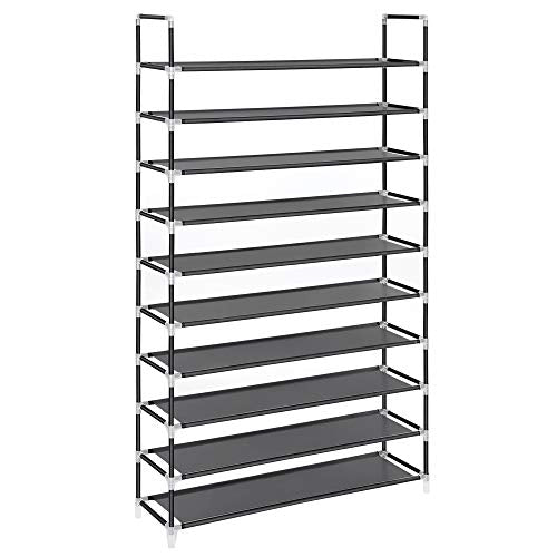 SONGMICS, SONGMICS 10-Tier Shoe Rack, Shoe Storage, Shoe Organiser, Holds up to 50 Pairs of Shoes, for Living Room, Cloakroom and Hallway