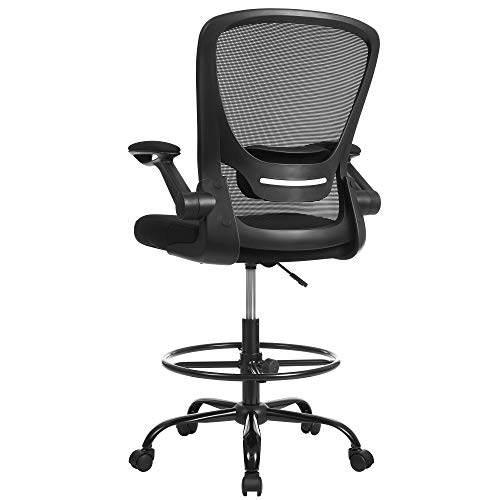 SONGMICS, SONGMICS Drafting Chair with Flip-up Armrests, Mesh Office Chair, Ergonomic Painting Chair with Height Adjustable Lumbar Support