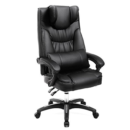 SONGMICS, SONGMICS Executive Office and Lounge Chair with Gravity Casters and Foldable Headrest Ergonomic Swivel Gaming Chair PU Black Extra Large