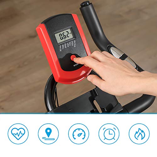 SONGMICS, SONGMICS Exercise Bike, Indoor Cycling Bike for Home Fitness and Exercise, with Adjustable Handlebar, Seat, and Resistance, Pulse Sensor