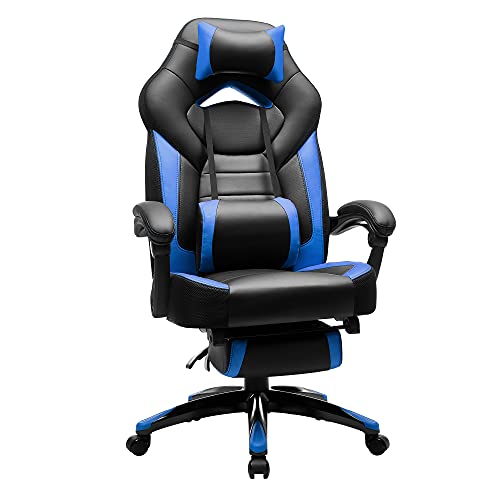SONGMICS, SONGMICS Gaming Chair, Office Racing Chair with Footrest, Ergonomic Design, Adjustable Headrest, Lumbar Support, 150 kg Weight Capacity