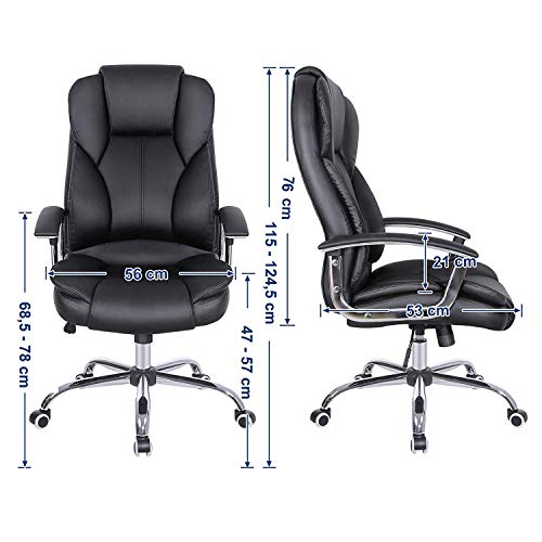 SONGMICS, SONGMICS Office Chair with High Back Large Seat and Tilt Function Executive Swivel Computer Chair PU Black OBG57BUK