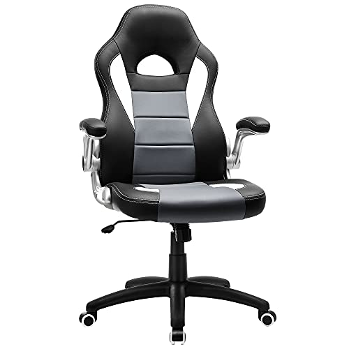 SONGMICS, SONGMICS Racing Office Chair with 79 cm High Back Adjustable Armrest and Tilt Function Swivel Desk Computer Chair PU