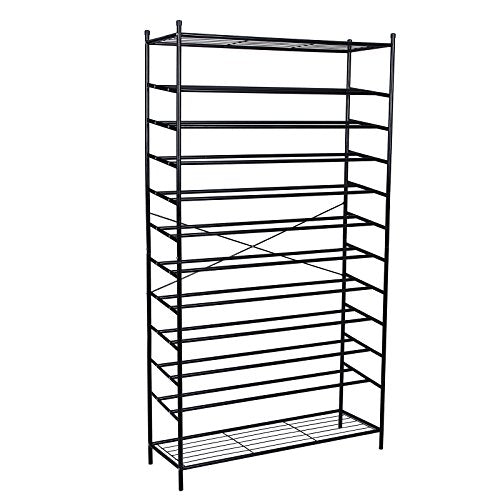 SONGMICS, SONGMICS XXL 12 Tier Metal Storage Organiser Stand Display Racks for About 70 Pairs of Shoes RTG01H