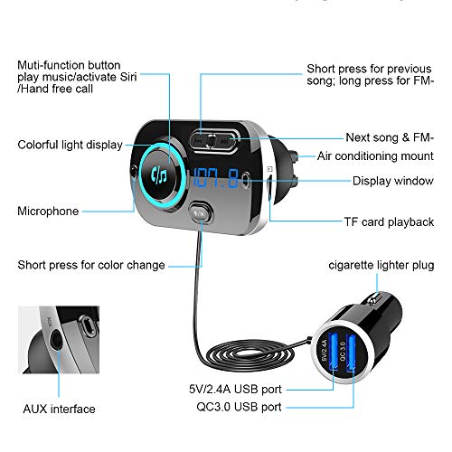 SONRU, SONRU Newest FM Transmitter Bluetooth 5.0, Bluetooth Car Radio