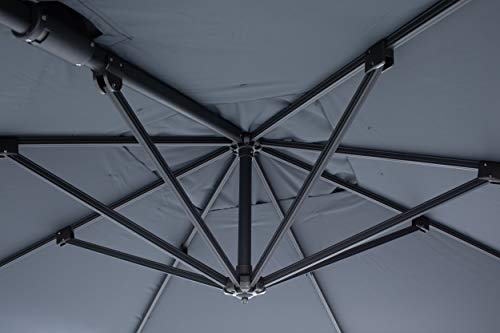 SORARA, SORARA ROMA Deluxe Cantilever Parasol | Grey | 300 x 300 cm | Cross Base | Square Sun Shading Garden Umbrella