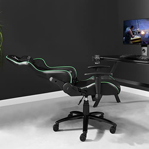 Kamco Direct, SPECTRE Reclining RGB Remote Leather Gaming Chair Adjustable Arms Ergonomic Design with Headrest Support Pillow Swivel