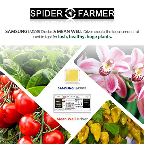 Spider Farmer, SPIDER FARMER Newest Dimmable Led Grow Light Full Spectrum 120x60CM Cover 606pcs SAMSUNG LM301B Chips&Reliable