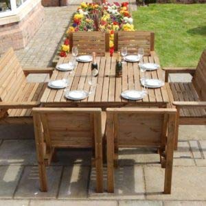 STAFFORDSHIRE GARDEN FURNITURE, STAFFORDSHIRE GARDEN FURNITURE | WOODEN GARDEN SET | 5FT TABLE, TWO BENCHES & FOUR CHAIRS | DELIVERED FULLY ASSEMBLED FURNITURE