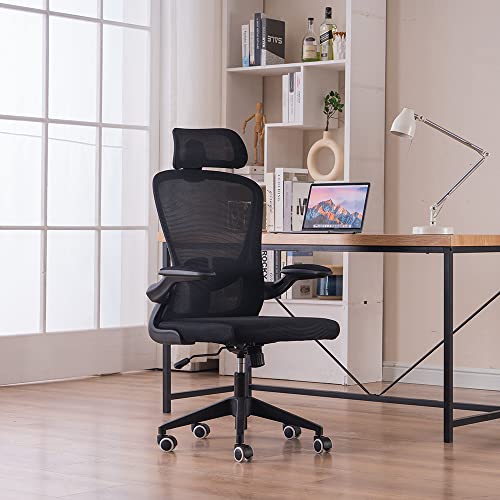 STmeng, STmeng Liberty T4 Office Chair Desk Chair with 90° Flip-up Armrest, High Back Support Computer Chairs, Ergonomic Adjustable Headrest
