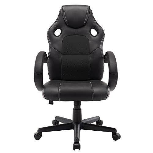 STmeng, STmeng Office Chairs, Revolving Furniture Visitor Computer Ergonomic Chair Office with Arms, Adjustable Swivel Office Essentials Chair (Black)