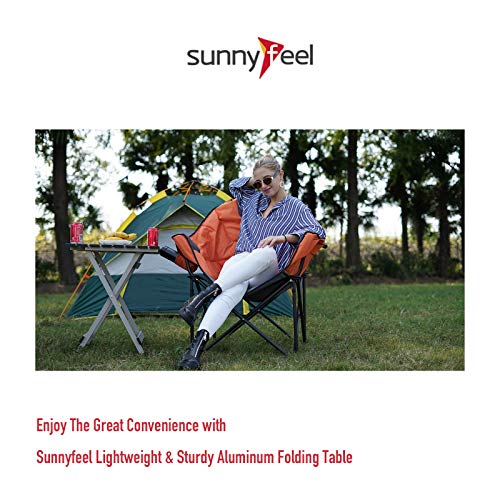 SUNNYFEEL, SUNNYFEEL Aluminium Folding Camping Table, Compact Lightweight Picnic Tables, Small Portable Fold Up for Outdoor, Garden, Patio (GREY)