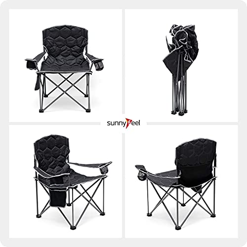 SUNNYFEEL, SUNNYFEEL Giant Folding Camping Chair, Extra-Large Oversized for Big Tall People, Heavy Duty Support 500 lbs, Padded Collapsible Chairs