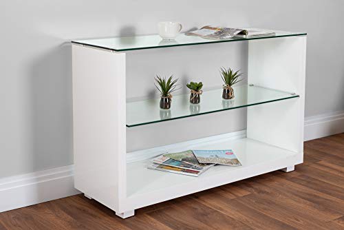 Furniturebox UK, Sandro Modern High Gloss And Clear Glass Stylish Coffee Side Hall End Console Table Living Room Set (Console Table Only)