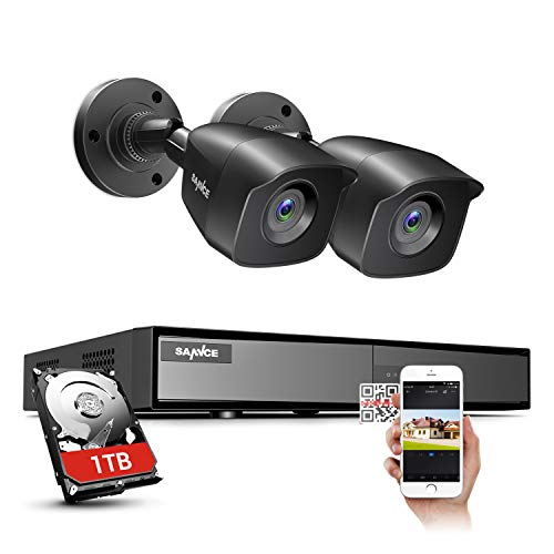 SANNCE, Sannce 4CH 1080P DVR with 2X2.0MP Security Cameras Home CCTV System Kits for Indoor and Outdoor (2 pcs Bullet,1TB HDD)