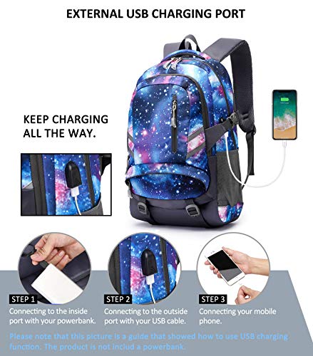 LCNC, School Backpack, Laptop Backpack for Boys Girls Fits 15.6 inch Laptop Unisex Lightweight 30L College Rucksack Daypack with USB Charging Port for Women Men