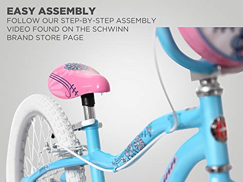 Schwinn, Schwinn Mist 20" Wheel Smartstart Girls Bike, Blue and Pink with Kids Flower Design (Age 5 to 8 years)