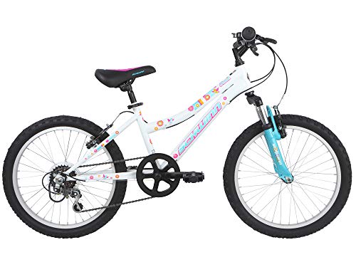 Schwinn, Schwinn Shade 20 inch Wheel Girls Front Suspension Bike, 6 Speed, White with Kids Flower Design (Age 5 to 8 years)