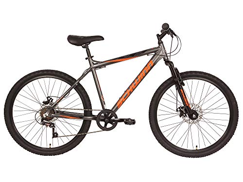 Schwinn, Schwinn Surge Adult Mountain Bike, 26-Inch Wheels, Mens 17-Inch Alloy Frame, 7 Speed, Disc Brakes, Graphite/Orange