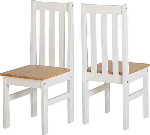 Seconique, Seconique Ludlow Dining Set - White and Oak - Dining Table and 4 Slatted, Highback Chairs