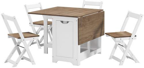 Seconique, Seconique Santos Butterfly Dining Set in White/Distressed Waxed Pine