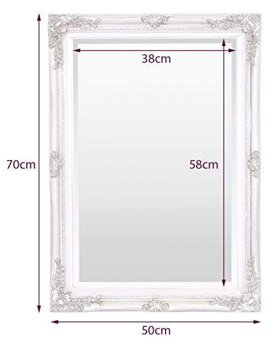 Select Mirrors, Select Mirrors Rennes Vintage Wall Mirror | Shabby Chic, Baroque, Antique, French Design | Solid Wood Frame | Silver Glass Bevelled Edges
