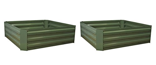 Selections, Selections Set of 2 Metal Raised Vegetable Beds in Green (100cm x 30cm)