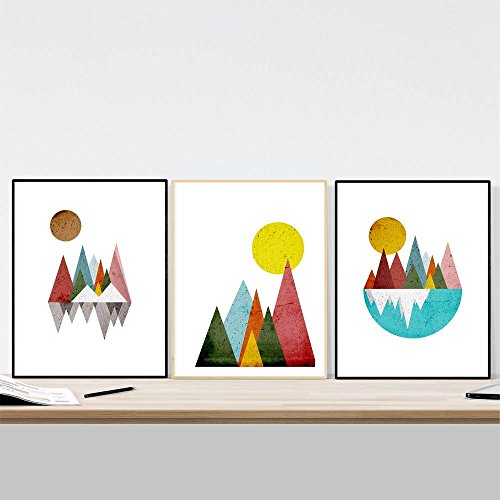 Nacnic, Set of 3 films for framing Geometric Mountains. Posters Nordic Style with Images Geometric, A3 Size. Home Decor. Paper 250 Grams Decorate The Living Room, or make the