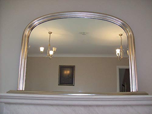 Shabby Chic Mirrors, Shabby Chic Mirrors Classic French Inspired Overmantle Mirror with Elegant Arched Frame, Metallic Silver, 78 x 122 cm